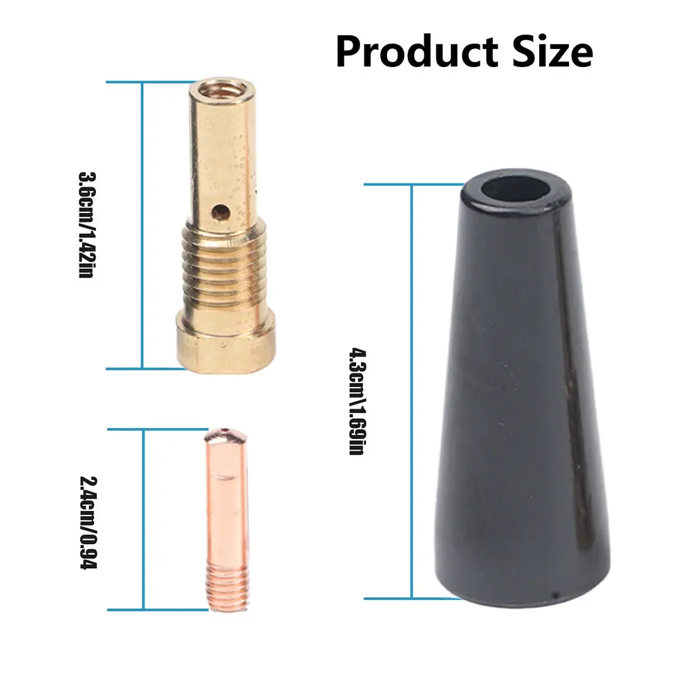 16pcs/set Flux Core Gasless Nozzle Tips Kit Copper Conductive Tips Welding Tips For FC90 For 80GL For MIG Welders