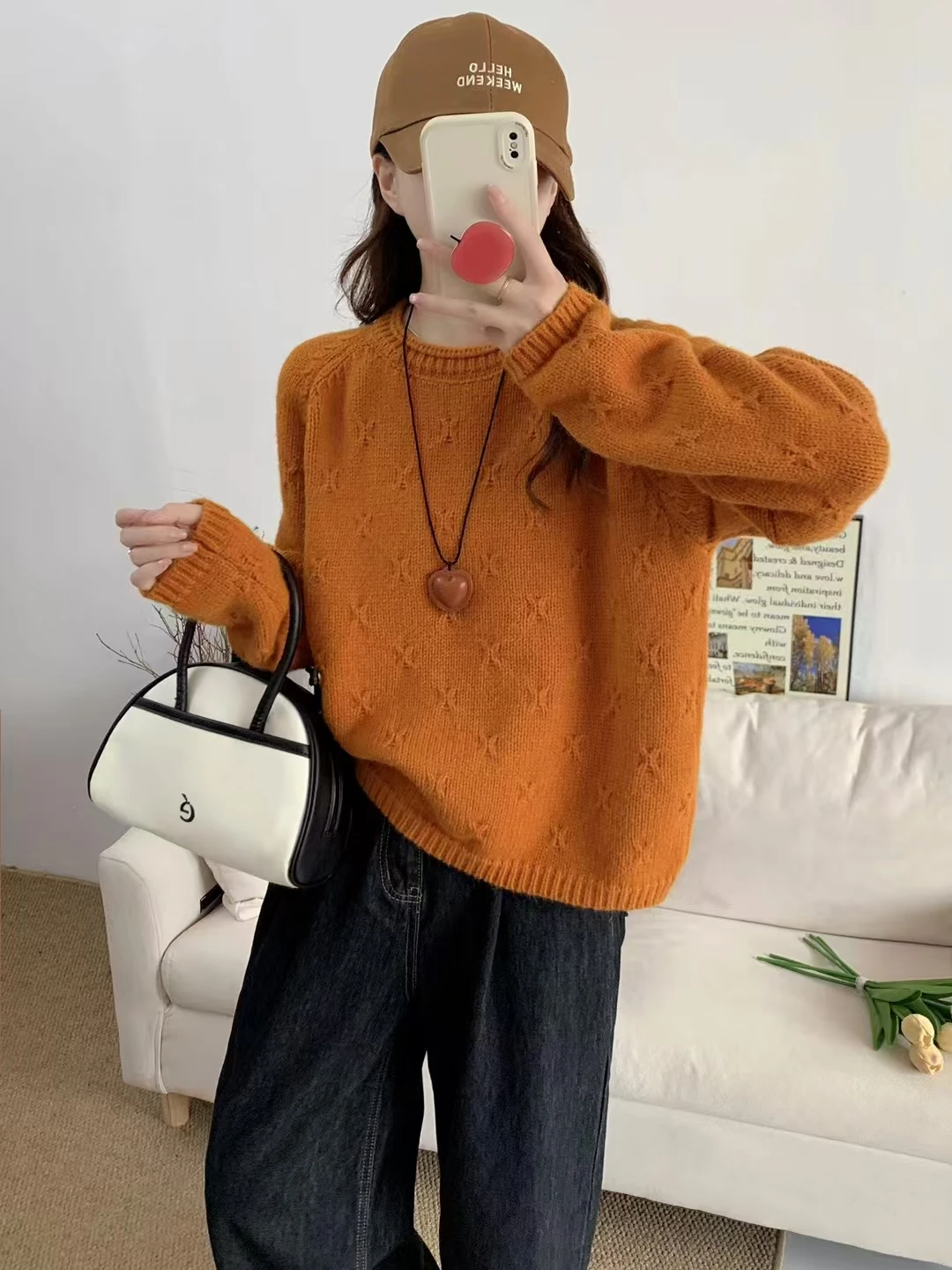 

Корейский женский вязаный свитер, осень-зима, новый маленький размер, ленивый Sle, мягкий уютный круглый пуловер с манжетами, топ