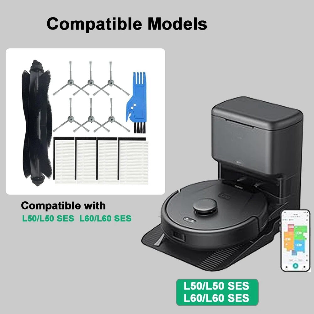 New Shown-For Eufy Vacuum L60 SES / L60 / L60 Hybrid / L50 / L50 SES, Main Side Brush Hepa Filter Replacement Parts