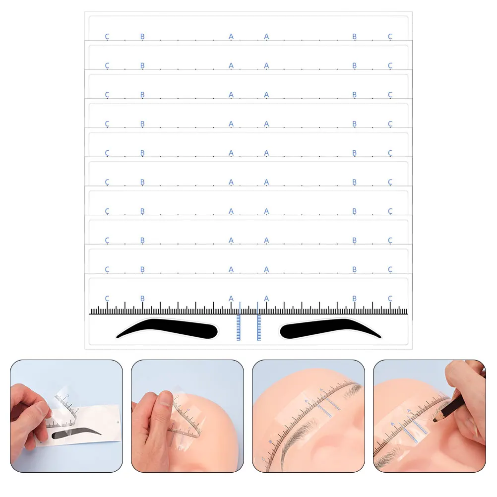 50Pcs Eyebrow Drawing Ruler Multi-Angle Brow Positioning Stencil for Threading Filling Precision Tool