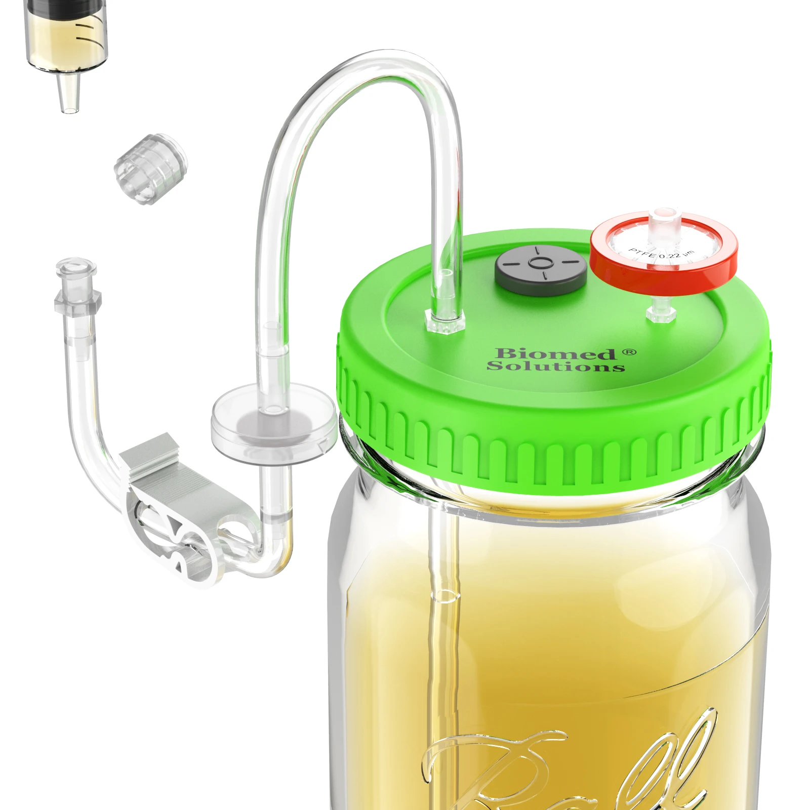 Upgraded Liquid Culture Lid with Tubing for Media Extraction Standard Mason Jar Mycology Tube Lid for Mushroom growing