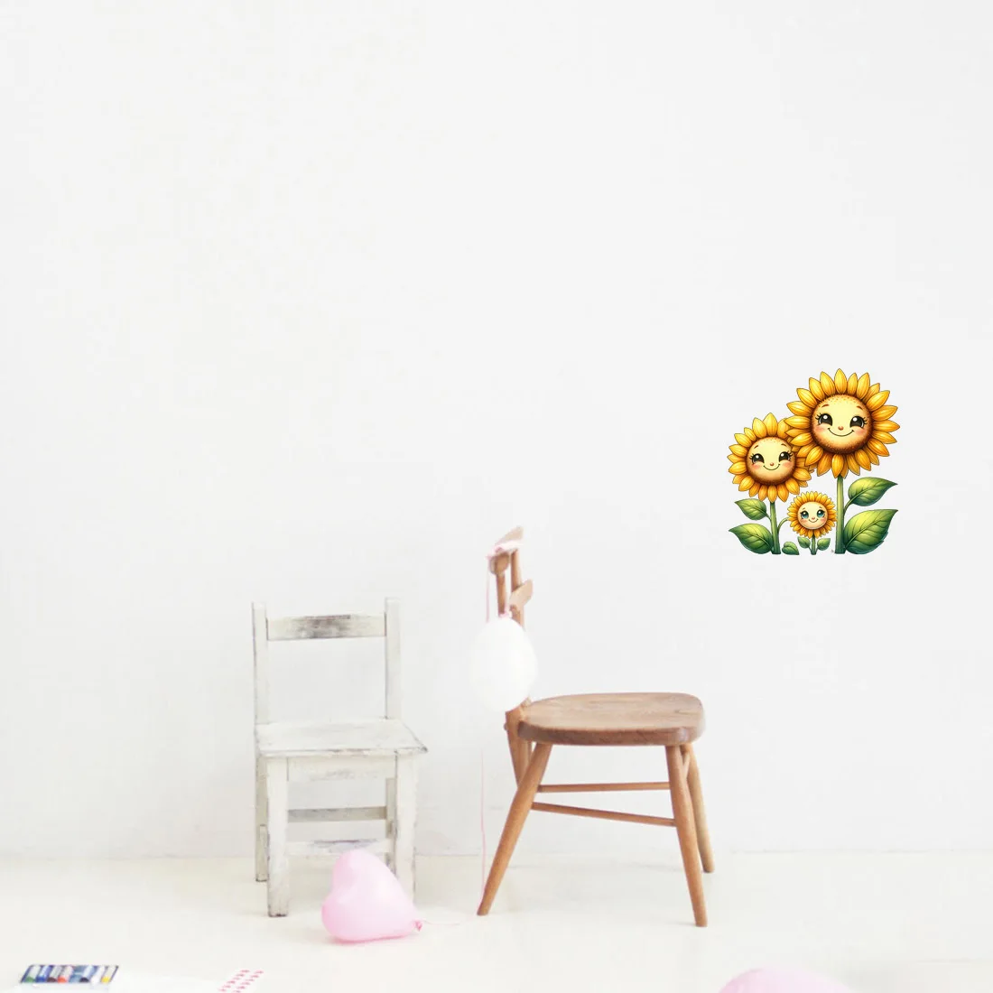 Three Ratels CD211 Cartoon Sunflower Doll Wall Stickers for Children's Bedroom Decoration Funny Car decals view 2
