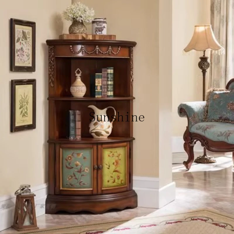 

American country furniture living room corner hand-painted old triangular cabinet