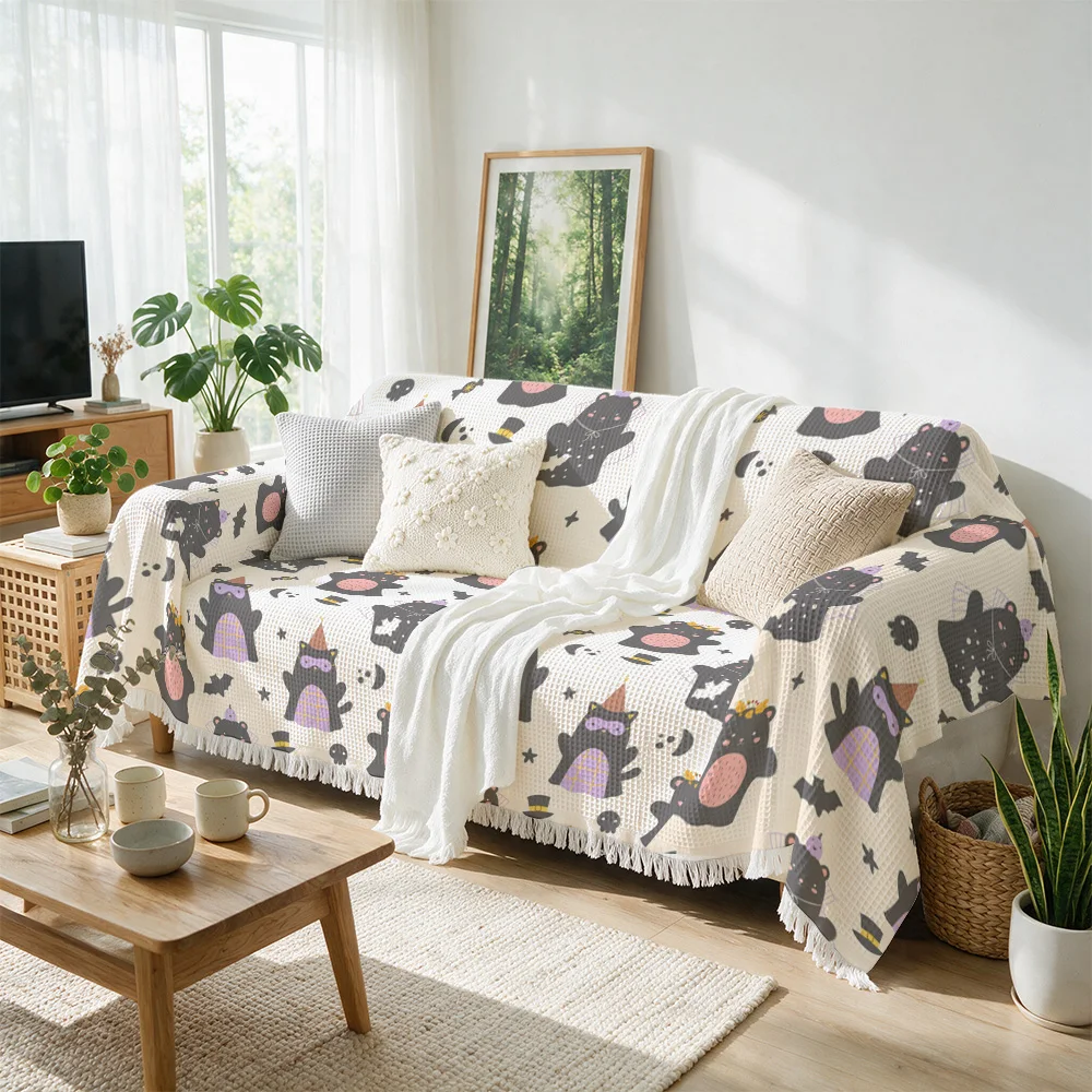 Adorable Cartoon Animal Throw Blanket for Sofa Couch Decor Cozy Pattern Plush Seating Throw Cover Home Decor Gift