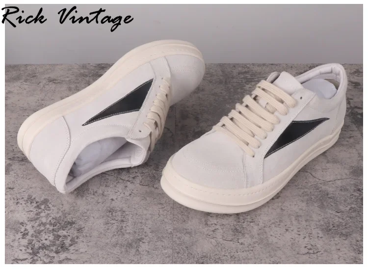 Rick Vintage Men Casual Shoes Genuine Leather Loafers Lace Up Women Suede Sneakers Luxury Trainers Low-top Street Casual Shoes