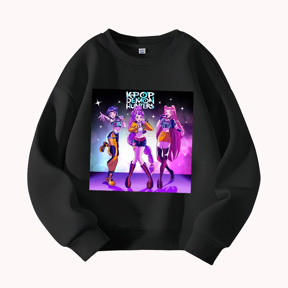 سويت شيرت Kpop Demon Hunters برقبة دائرية وطبعة جرافيك للنساء كاجوال فضفاض مناسب للموسيقى #3