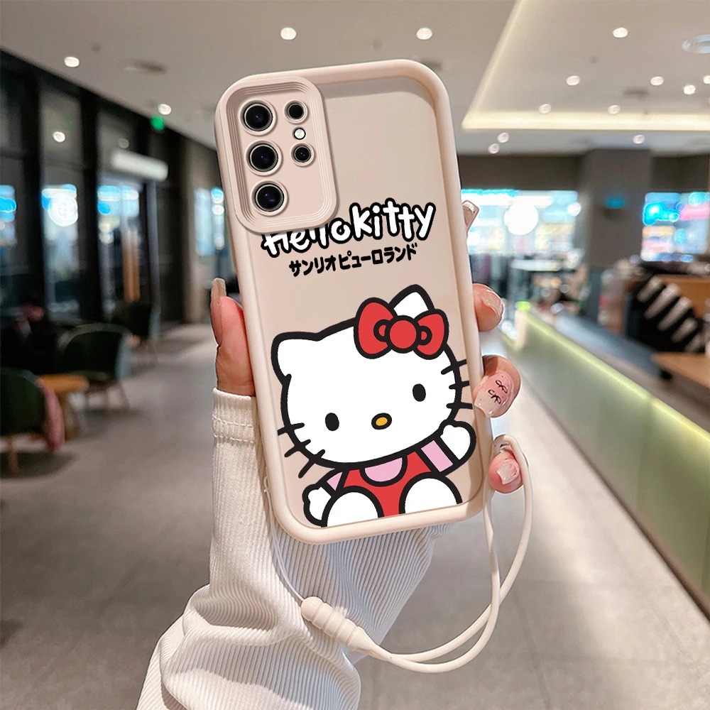 Cute Hello Kitty Red Apple Phone Case for OPPO A5 A7 A17 A38 A53 A54 A55 A58 A72 A74 A76 A78 A94 A98 4G 5G Cover With Hand Strap image 5