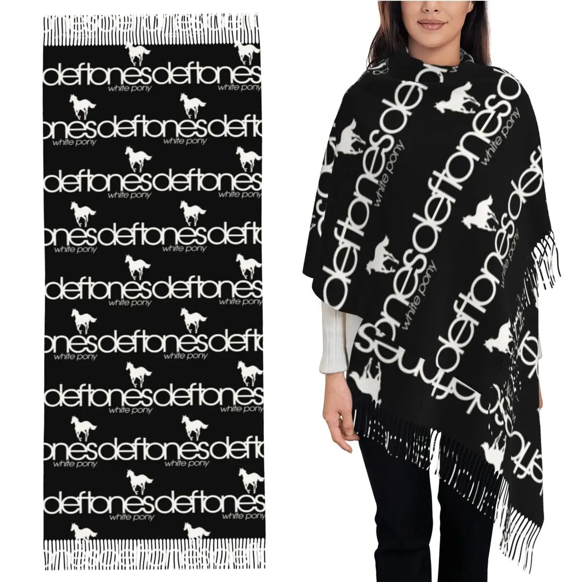 

Лучший альбом, шарф с белым пони, шарфы с кисточками для женщин, мягкие теплые шали и накидки, длинная осенне-зимняя шаль