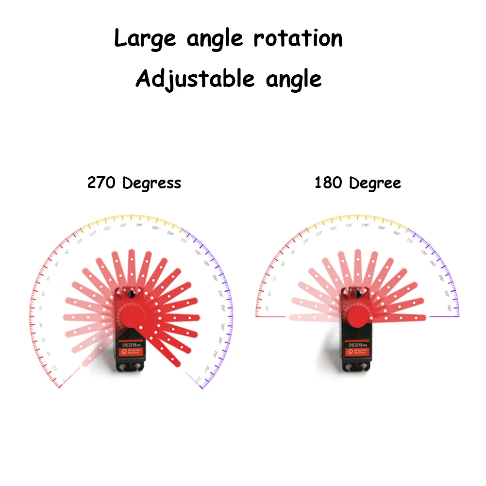 RDS3218 20KG Digital Servo 180/270 Degree Angle Adjustable Dual Shaft with U Bracket IP66 Waterproof Metal Gear for RC Robot