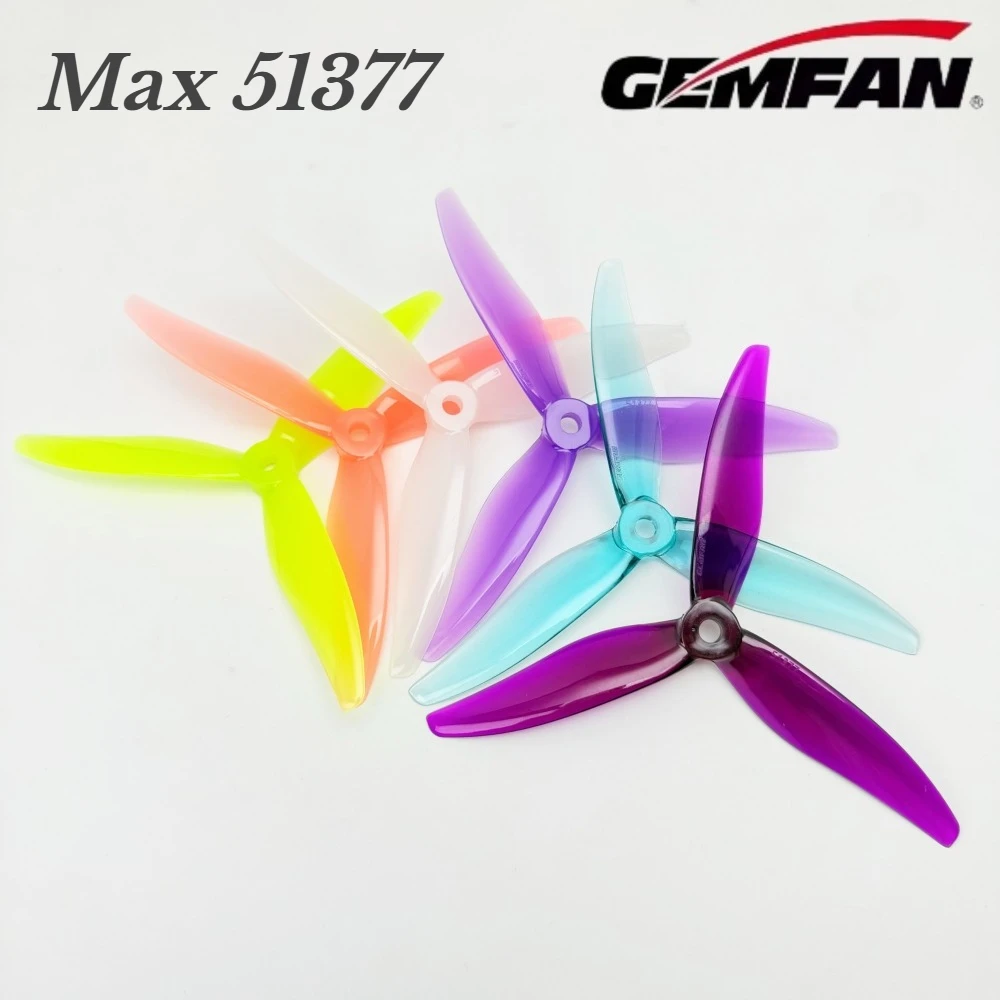 2Pairs Gemfan Hurricane 51377 MAX 5 Inch 3-Blade/Tri-Blade Props PC Propeller for 2207 2100kv FPV Freestyle Long Range Drone