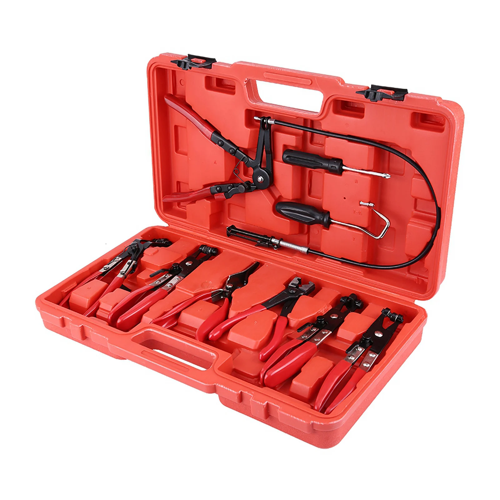 

9pcs Flexible Hose Clamp Clip Plier Set Swivel Jaw Flat Angled Band Automotive Tools With Non Slip Rubber Grips for Cars Repair