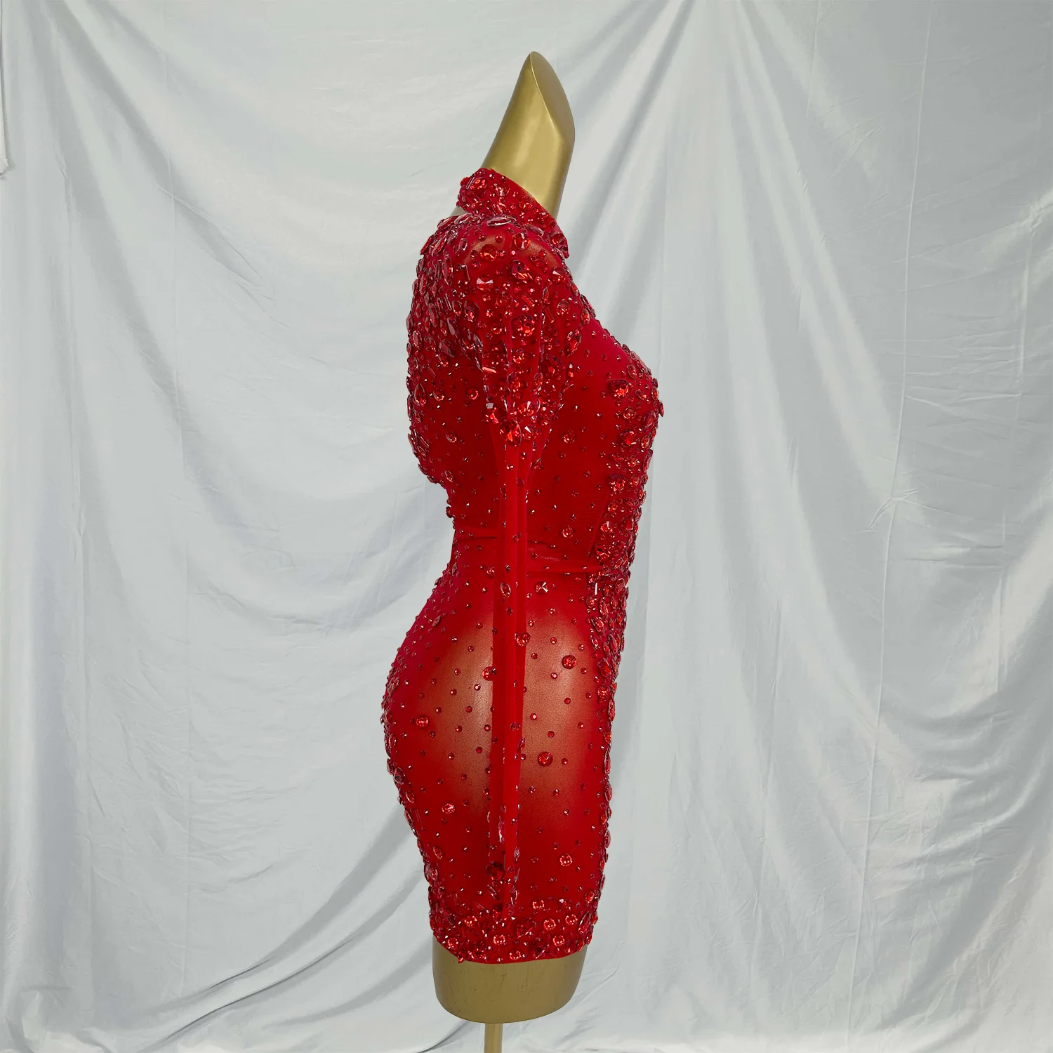 Cuixing Elegant Diamonds Birthday Party Performance Dress Sparkling Diamond Mini Evening Gown Sexy Prom Dress for Ladies Vestito