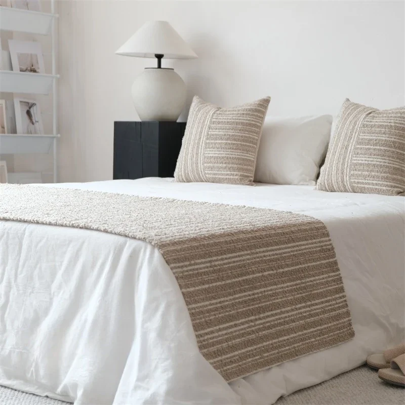 Bedroom Bed End Towel Thicked Blanket Casual Fashionable Khaki Bed Flag Can Also Be Used for Dust Prevention on The Dining Table