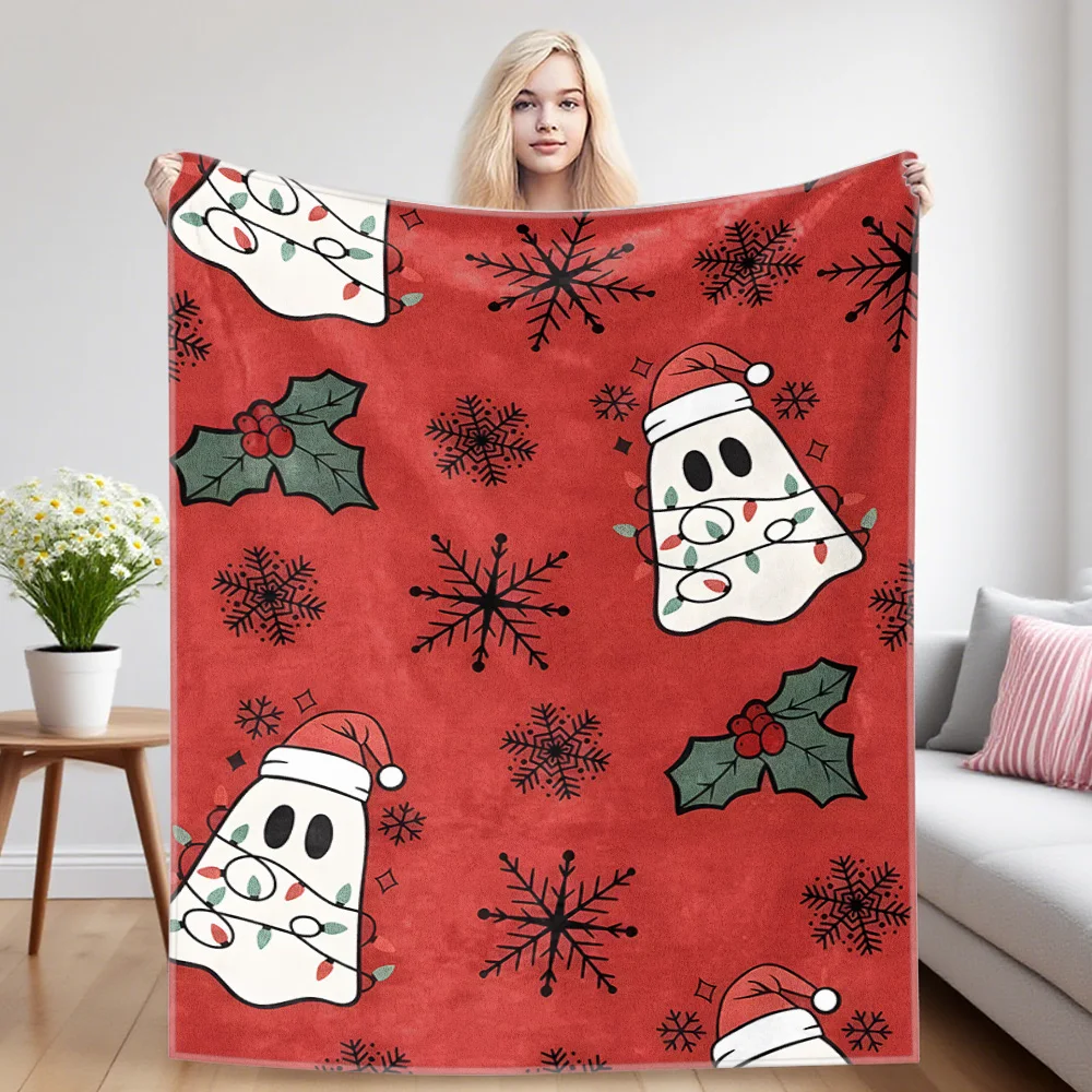 Xmas Ghosts Flannel Luxury Blanket, Lightweight And Comfortable Woolen Blanket, Ultra-Fine Fiber