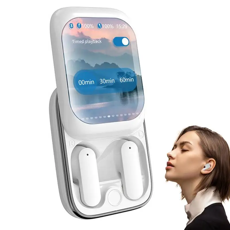 Touch Screen Headphones HD Audio Smart Earbuds Slider Earphones Cordless Earbuds Full Color Touchscreen Ear Buds In-Ear