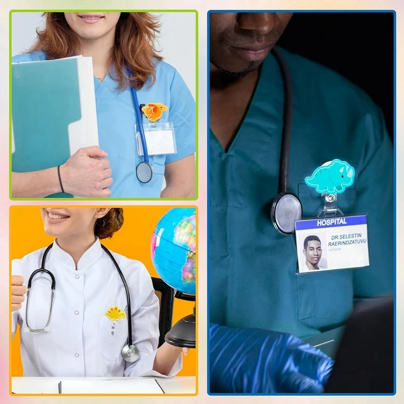 حامل شارة هوية ممرضة متوهجة في الظلام ، مشبك قابل للسحب للديناصورات ، مناوبة ليلية ، هدايا مضيئة ، متينة ، 5 *