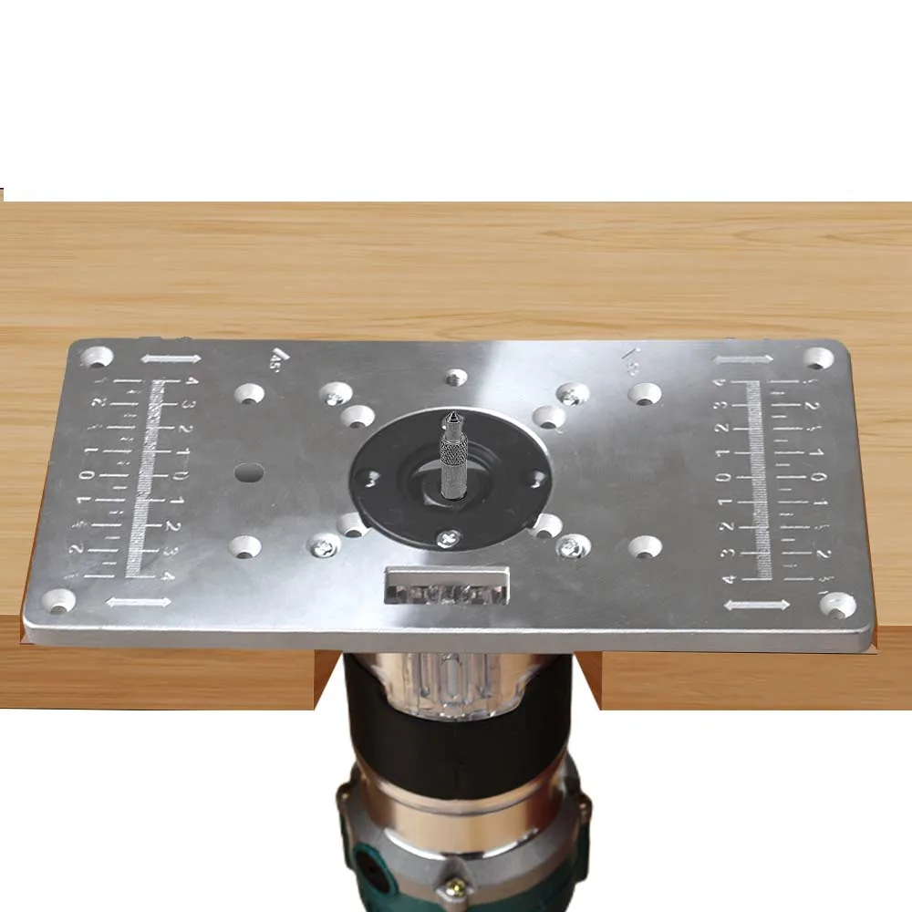 Aluminum Router Table Flip/Insert Plate with 4-Pack Router Insert Rings-Durable&Lightweight Wood Router Tool