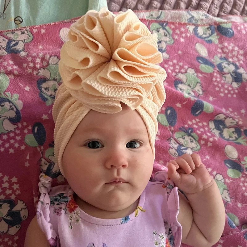 Hair Accessories Girls Baby Turban Hat Solid Color Soft Headwraps for Toddler Infant Flower Beanie Hat Baby Girl Bonnet Cap