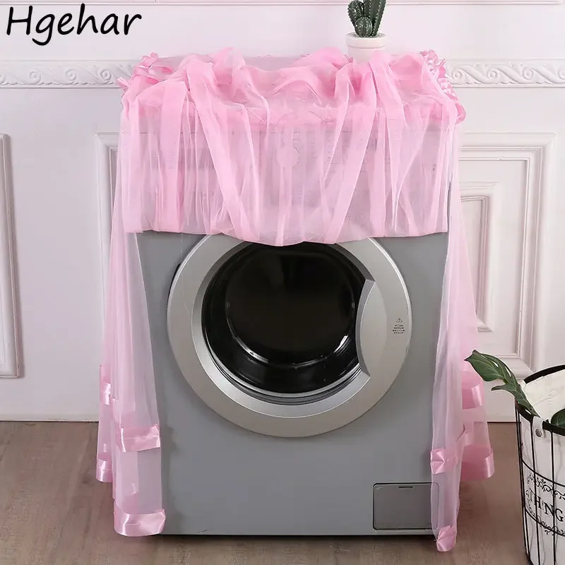 Floral Embroidery Lace Washing Machine Dust Covers Household Sunscreen Decorative Roller Washer Cases European Dryer Protector