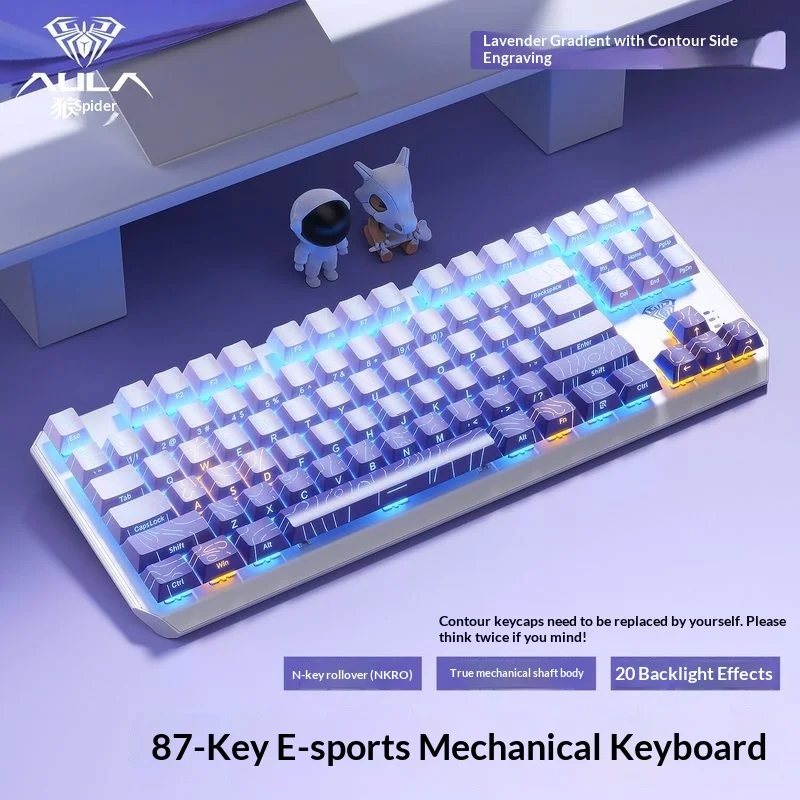 AULA Wired Mechanical Keyboard F3087 87 Keys Side Engraved Contour Esports Gaming Office For Computer Gamers Office Users