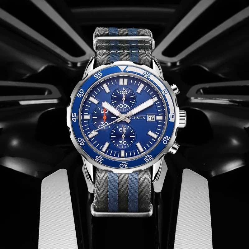 

Creative Nylon Series Watches Business Light Luxury Style Multi Functional Calendar Quartz Movement Men's Watch