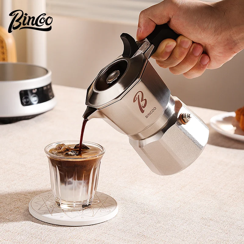 

Утолщенный трехклапанный горшок Bincoo из нержавеющей стали 316, кофейник для мокко под давлением, концентрирующая экстракция, кофейник, домашний набор для заваривания кофе