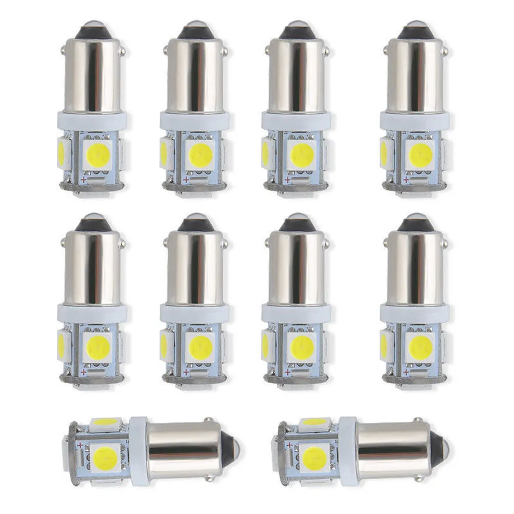 10Pcs LED Car Reading Lights Ba9s 5050 5 Smd High Power Bulb Auto Interior Dome Cargo Courtesy Map License Plate