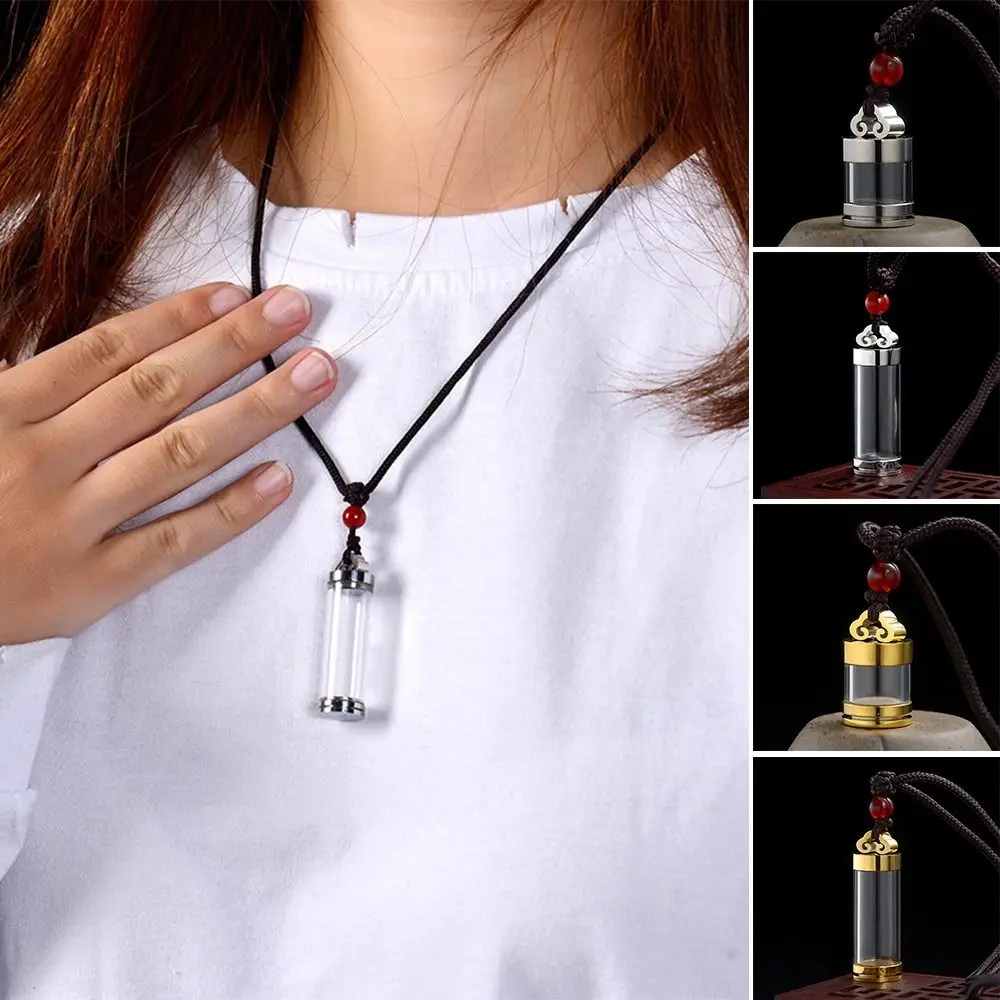 Gold Silver Perfume Vial Necklace Memorial Jewellery Aromatherapy Wishing Bottle Pendant Transparent Essential Oil Diffuser