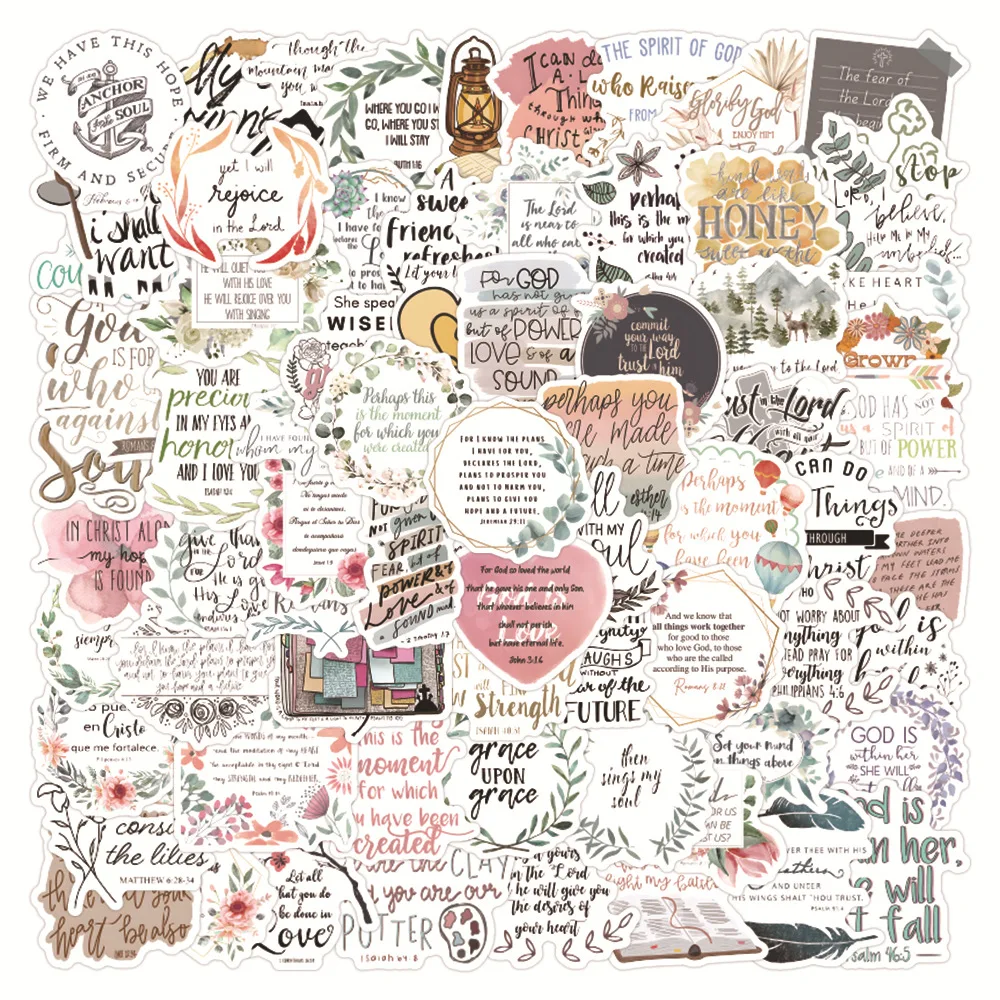 100 pièces Bible dessin animé Graffiti autocollant créatif Scrapbook voiture cahier planche à roulettes étanche téléphone ordinateur portable bricolage décalcomanie décor autocollant