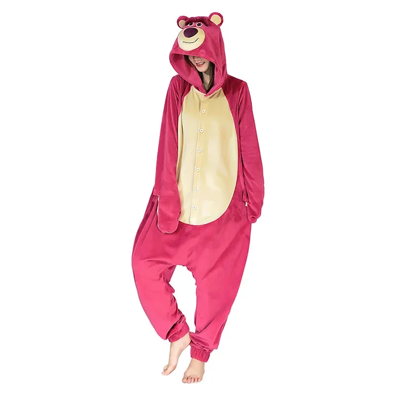 Disfraz de Cosplay de oso rosa Lotso de la película, pijama rosa, disfraz de Carnaval de Halloween, ropa personalizada de oso Lotso