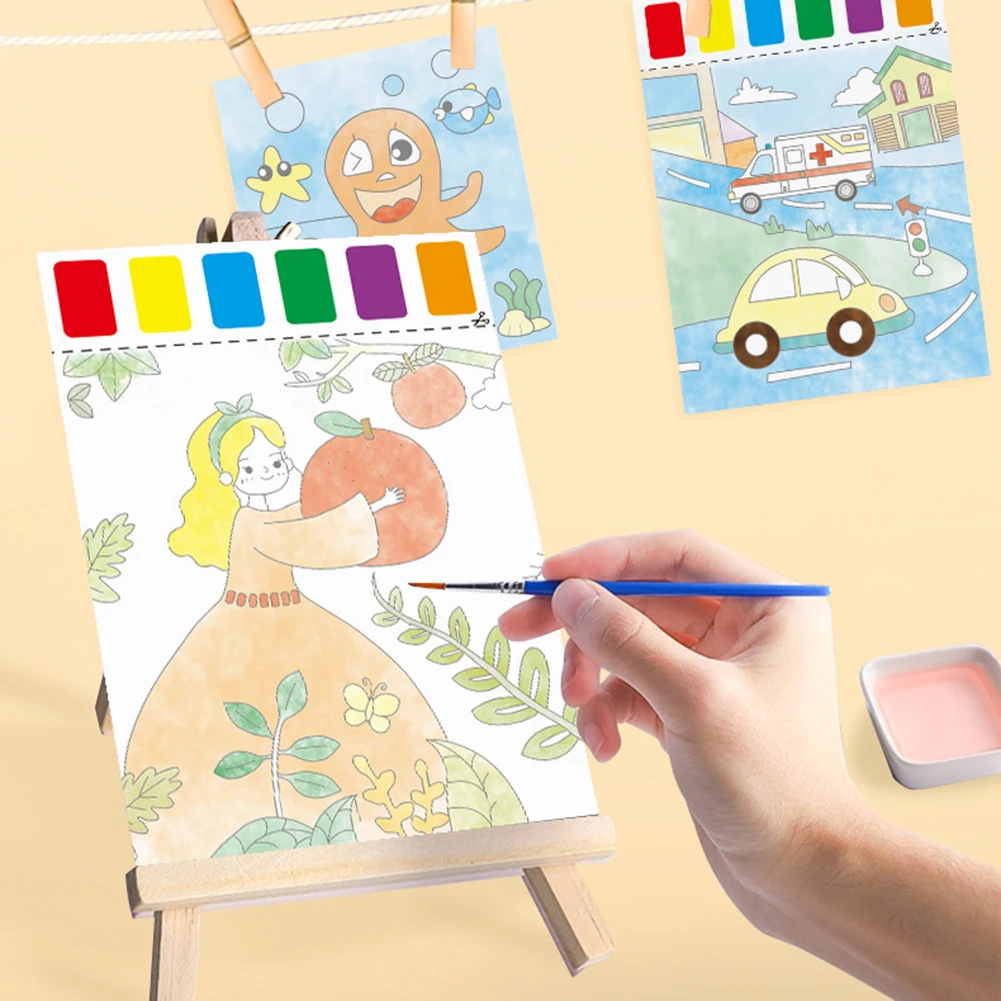 5 Packs Painting Paper Family Activities Gift Water Colouring Book 40 Sheets For Childrenfor MagicVehicle Entertainment Crafts