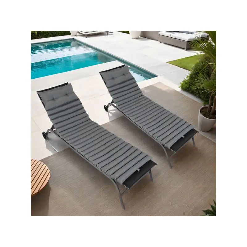 

2 Pcs Outdoor Lounge Chair Cushion Replacement Patio Seat Cushions Grey - Ideal for Comfort and Style in Your Outdoor Space