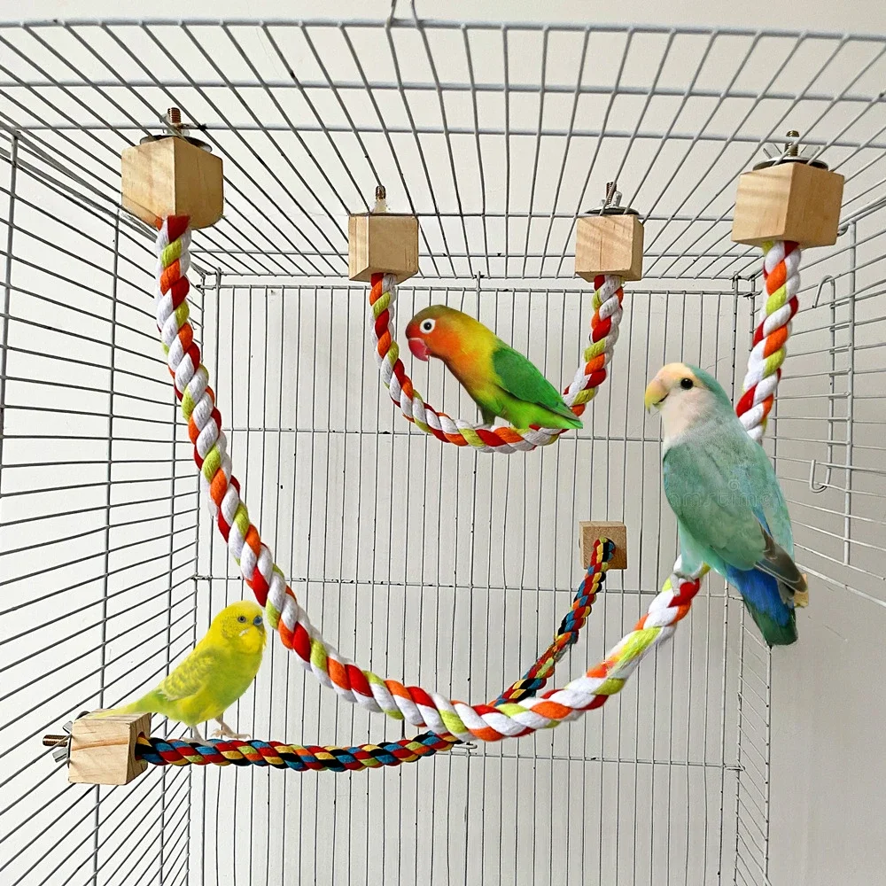 Cuerda para pájaros para mascotas, cuerda colgante para loros, cuerda de algodón colorida, juguete elástico para escalar, juguete para masticar, columpio para pájaros, juguete para mascotas