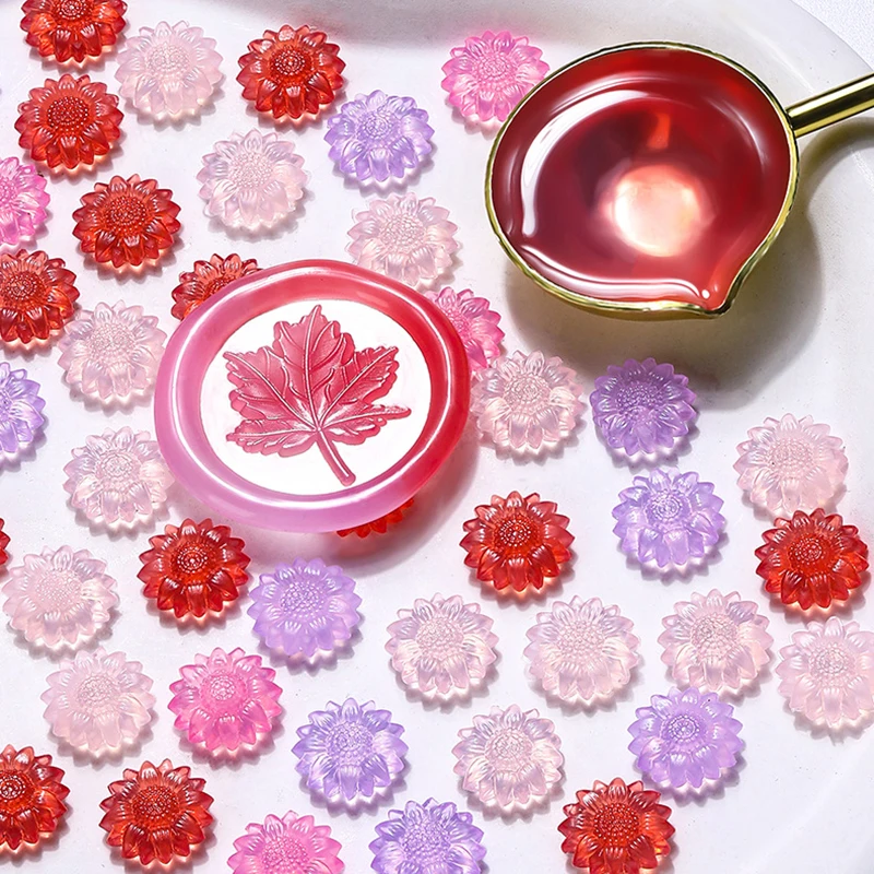 100pcs Translucent Sunflower Sealing Wax Beads DIY Envelope Letter Wedding Invitation Scrapbooking Flashing Sealing Stamp