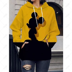 Kawaii Disney Minnie Mickey Mouse Print Anime Hoodie Women Funny Cartoon Aesthetic Sweatshirt Streetwear Graphic Hoody Female