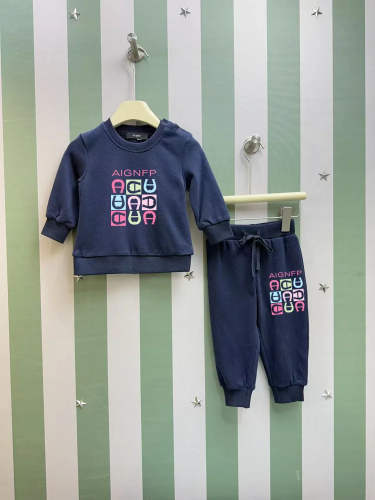 Cute Baby Winter Clothes 2025 New Newborn sweatshirt Set %100 Cotton Pullover sweater casual letter Print Trousers Infant Outfit