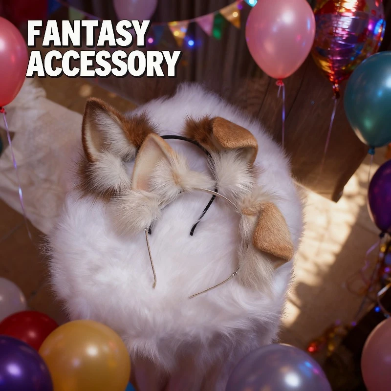 

Оригинальная повязка на голову с ушками животных, ручной работы, регулируемая, аксессуар для ролевых игр, косплея и повседневной носки