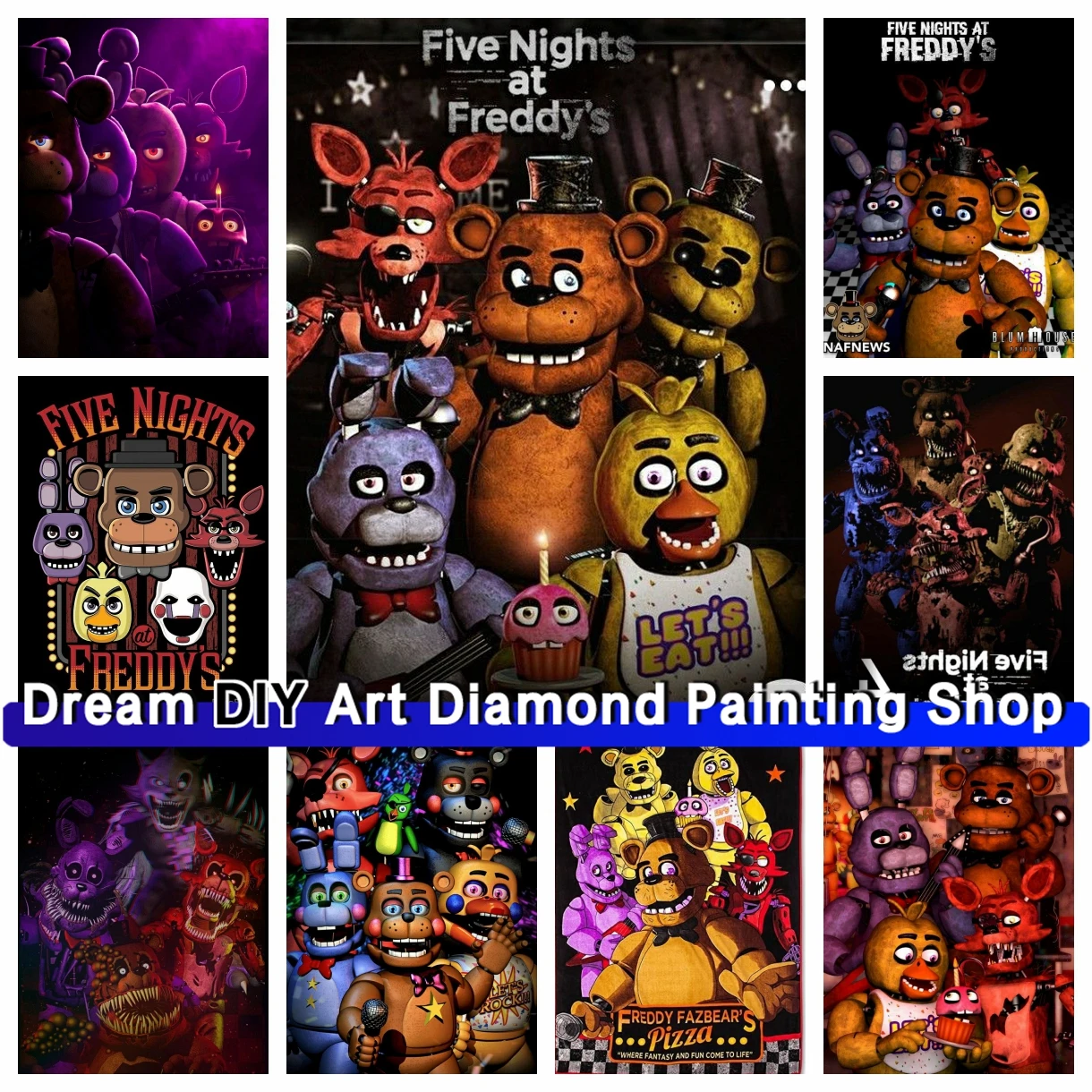 

FNAF-Ultimate Group Game DIY Diamond Painting 5D Full Square Round Mosaic Embroidery Cross Stitch Kit Rhinestone Handicraft Gift