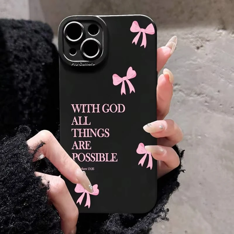 الحد الأدنى الوردي جرلي القوس شعار الهاتف لينة الحال بالنسبة آيفون 16E 16 15 14 13 12 11 برو ماكس 13 12 Mini X XS XR 7 8 Plus SE2 غطاء