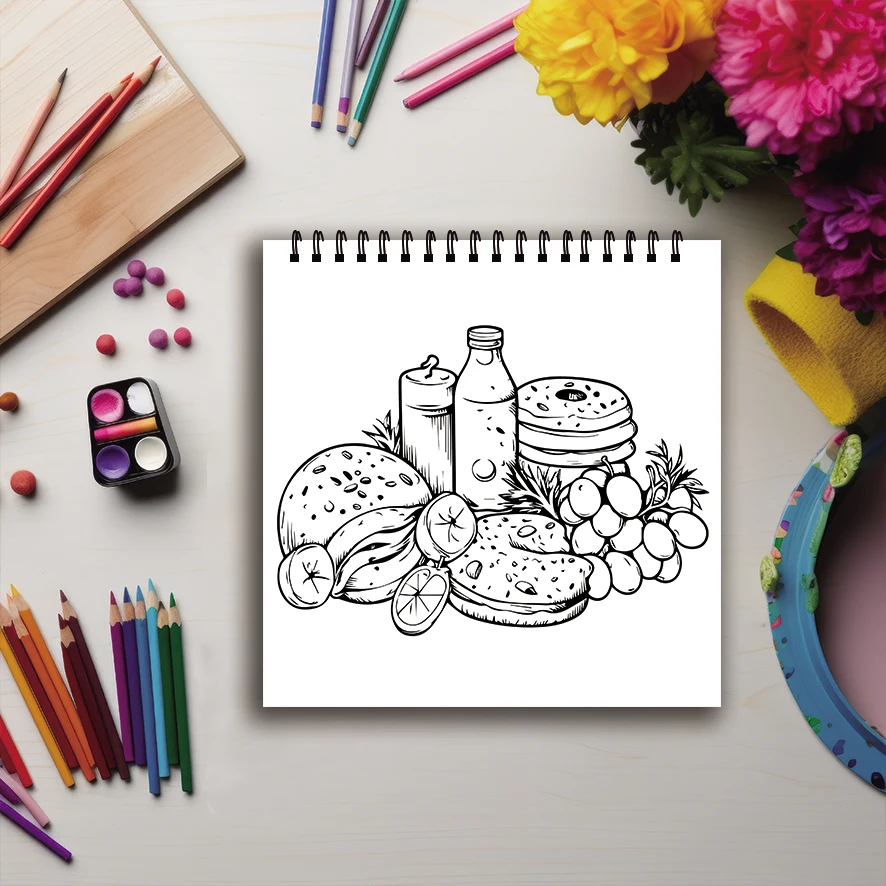 Libro da colorare - 8,27 x 8,27 pollici 32 pagine di delizioso libro da colorare con cibo - regalo ideale per la famiglia o gli amici