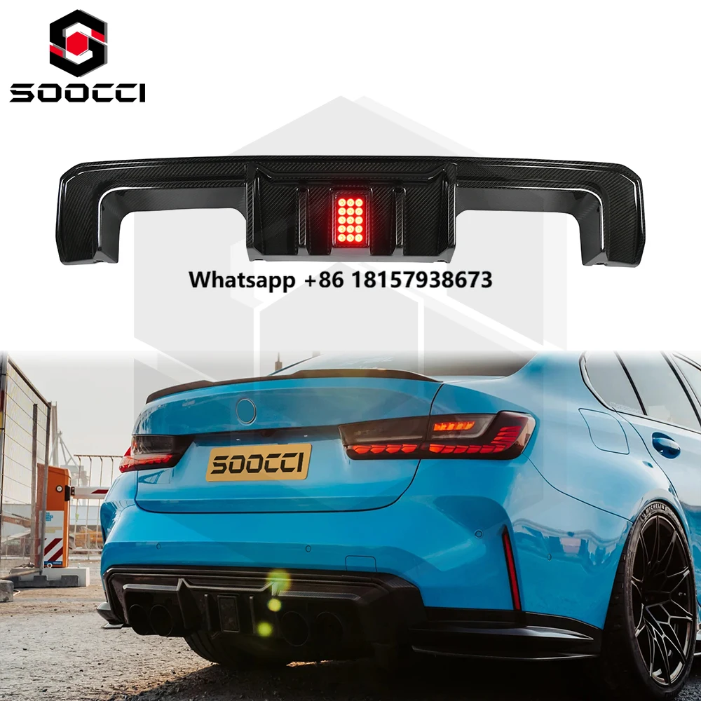 

Dry Carbon Fiber R44 Style LED Rear Bumper Diffuser for M3 G80 G81 M4 G82 G83 Rear Diffuser Lip Splitter Body Kit