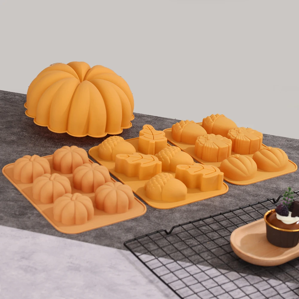 

Farm Harvest Festival Pumpkin or Nuts Design Silicone Cake Molds Halloween Chocolate Moulds Candle Mold Kitchen Bakeware