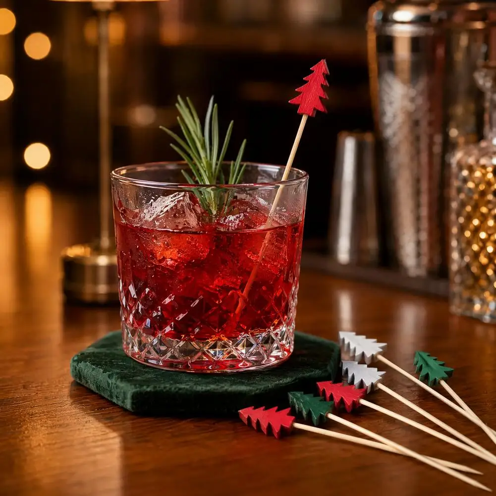 Disposable Fruit Skewers 100pcs Bamboo Cocktail Picks Christmas Tree Topper Decorations Disposable Skewers for Appetizers Fruit