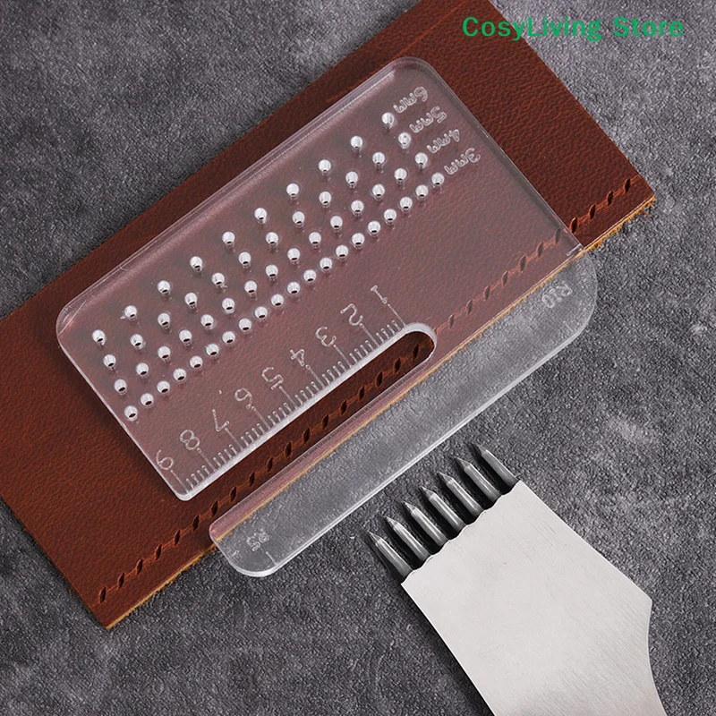 Transparent Multi-functional Thickened Puller Acrylic Rounded Cutting Distance Ruler Hitting Auxiliary Manual Leather Tool 4mm