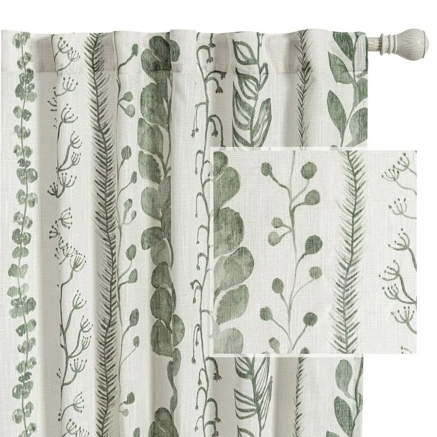 

Sage Green Curtains 84 Inches Long 2 Panels Boho Curtains for Living Room Light Filtering Patterned Drapes for Bedroom Linen St