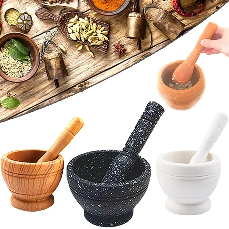 

Herb Grinder Spice Pepper Crusher Bowl Mortar Pestle Sets Manual Press Bowl Set Mill Spice Mixing Grinding Crusher Kitchen Tools