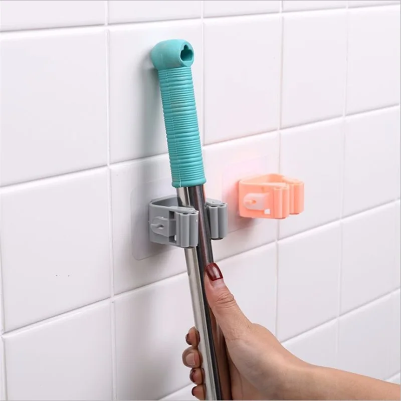 Mop Clip portaoggetti a parete porta scopa Organizer appendiabiti portaoggetti senza soluzione di continuità Mop Clip Hook appendiabiti per uso domestico