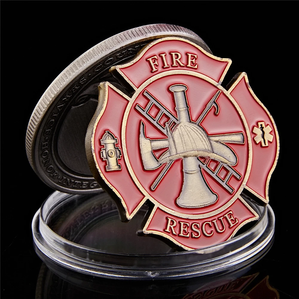 US Flag Duty Honor Fire Rescue FireFighter Commemorative Challenge Coin Medal Collectible