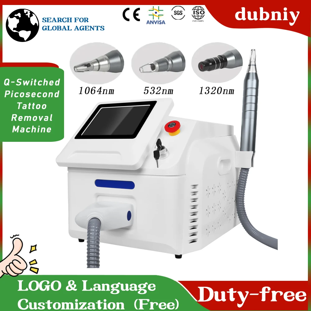 Customized laser beauty equipment picosecond laser machine for tattoo removal with 4 tips factory direct sales