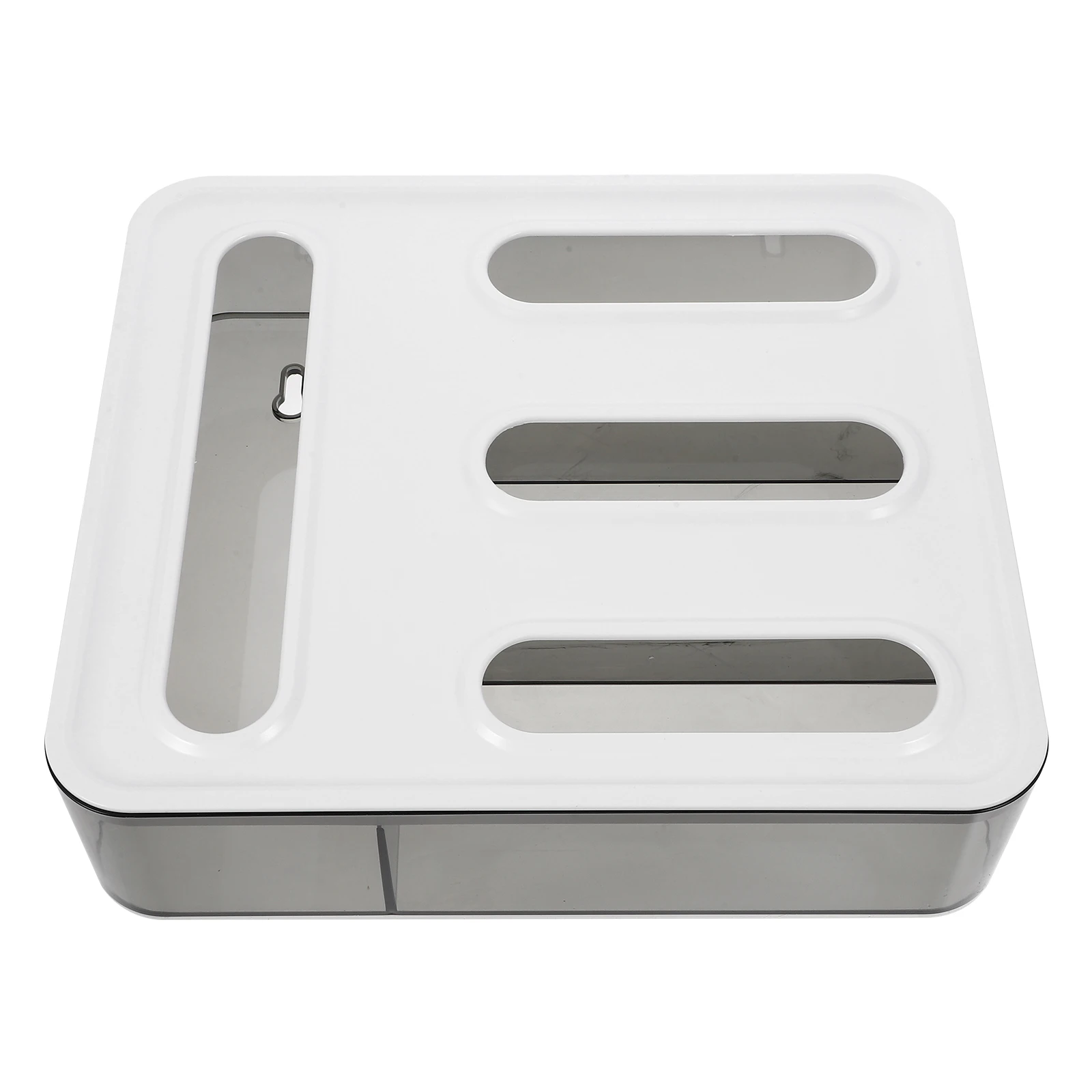 

Fresh Keeping Sealed Box 4 Compartments Transparent White Lid PET ABS Wall Mount Kitchen Storage Organizer Plastic Wrap